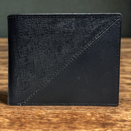 Classic Black Textured Leather Bifold Wallet