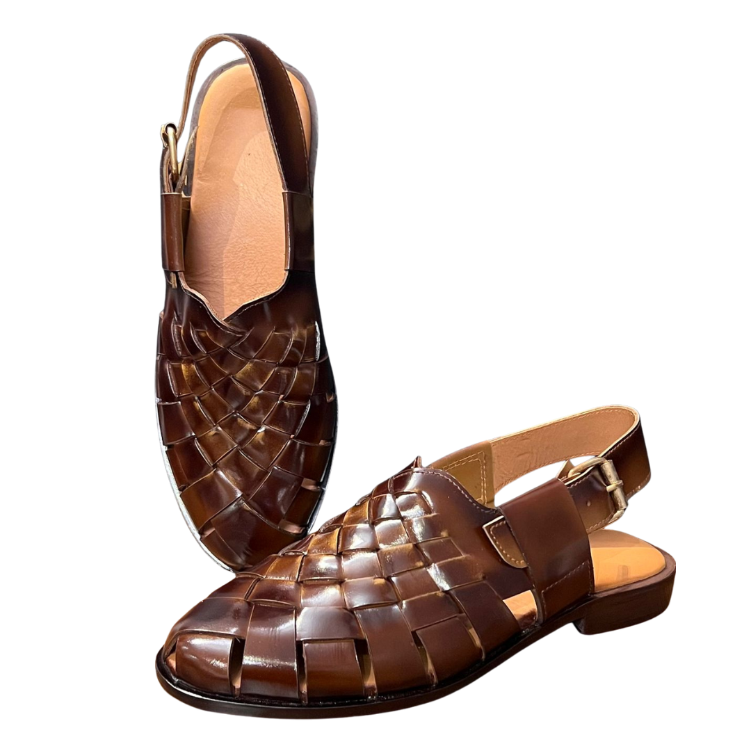 Brown Handcrafted Leather Peshawari Sandals