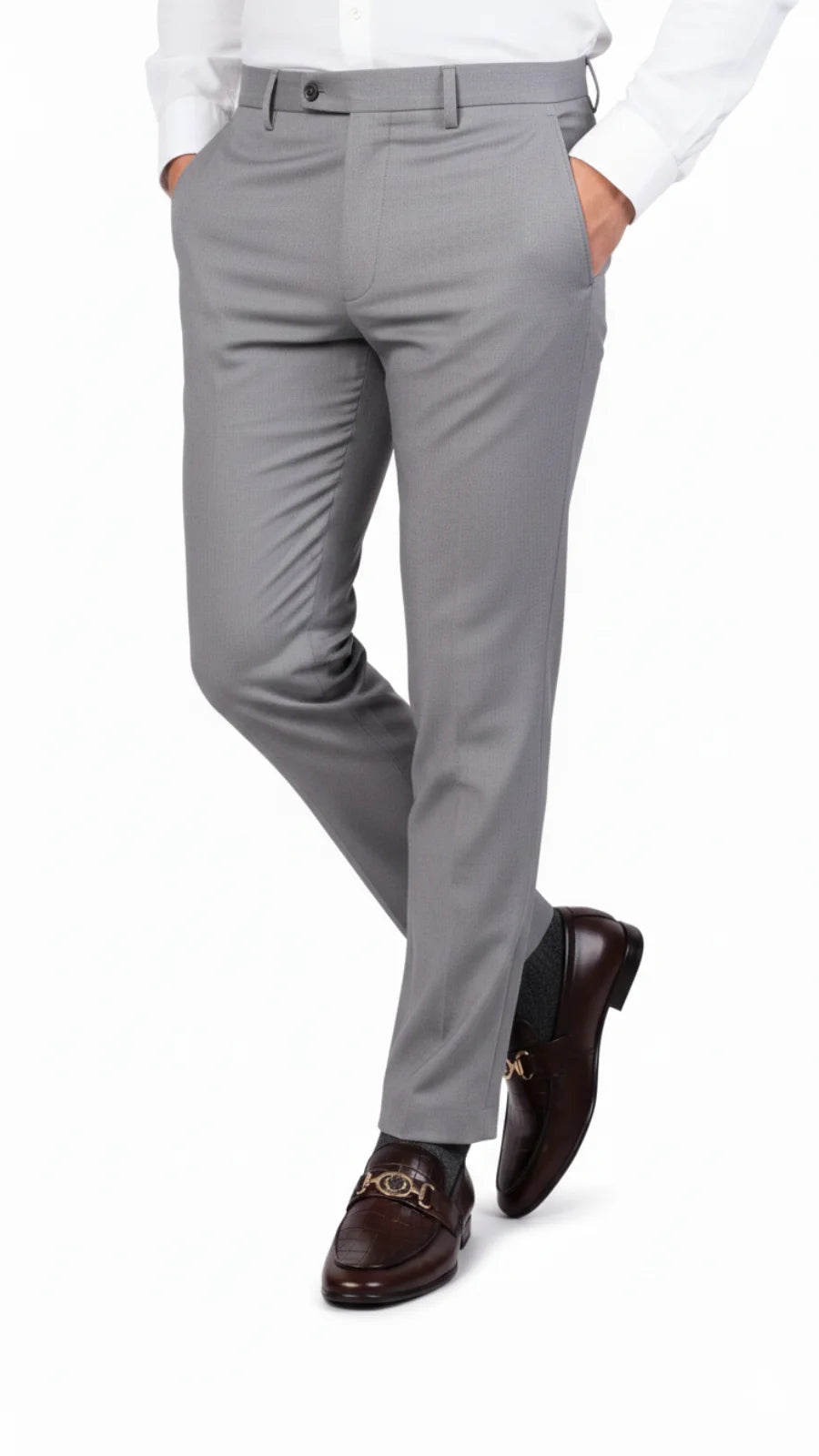 Brown Crocodile-Texture Leather Loafers 