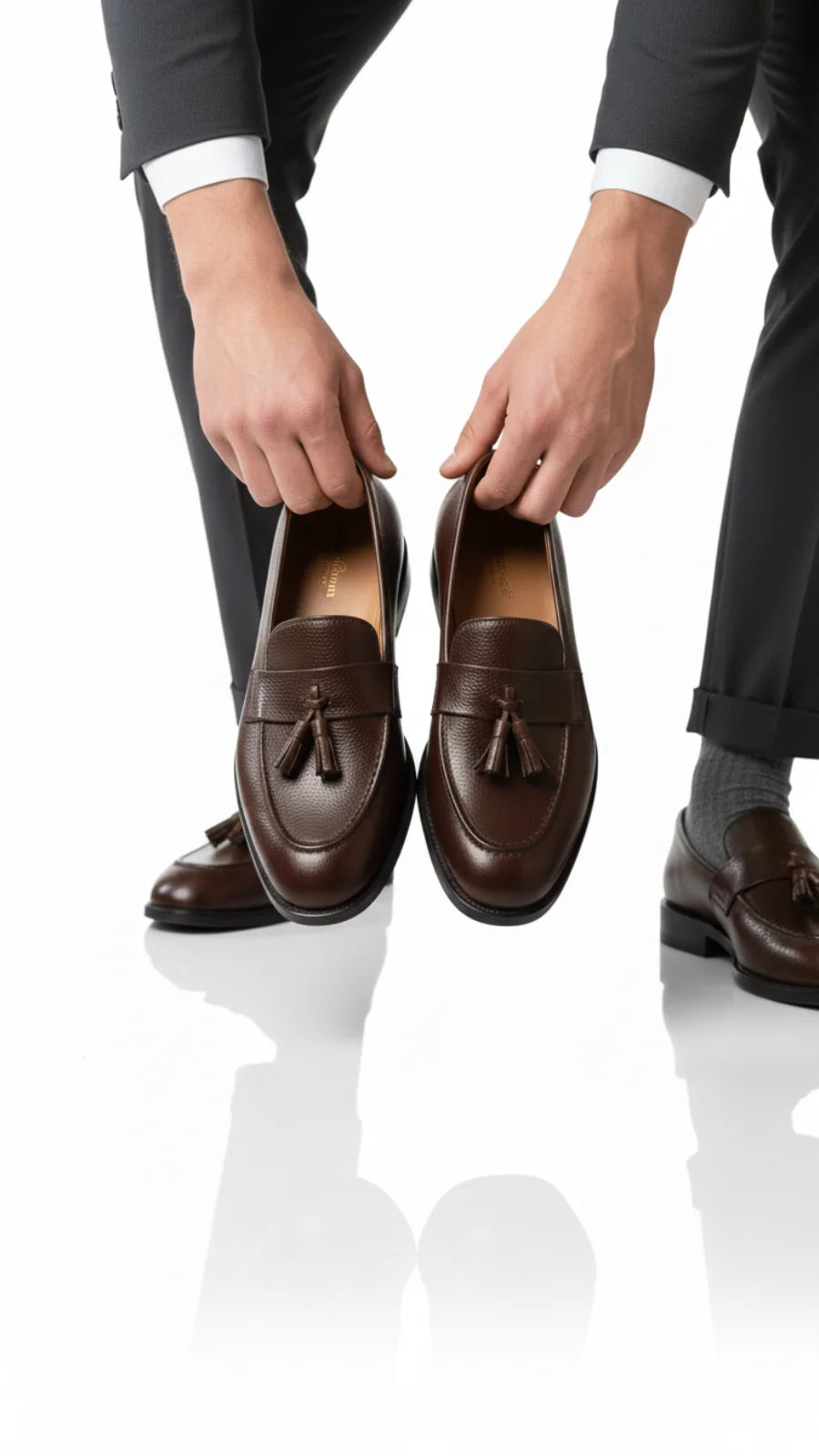 Brown Leather Tassel Loafers