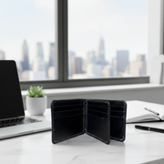 Classic Black Leather Bi-Fold Wallet