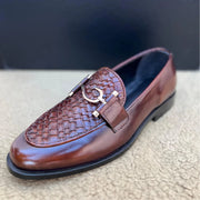 Premium Brown Woven Leather Loafers for Men