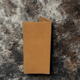 Classic Tan Leather Cheque Book Brown Wallet
