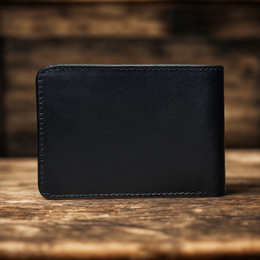Classic Black Leather Bi-Fold Wallet