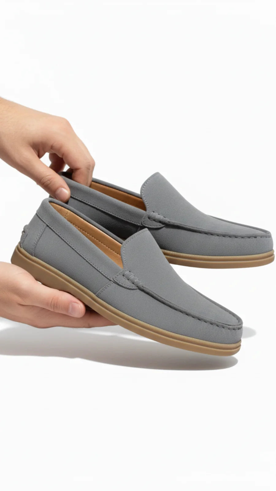 Men’s grey suede leather loafers
