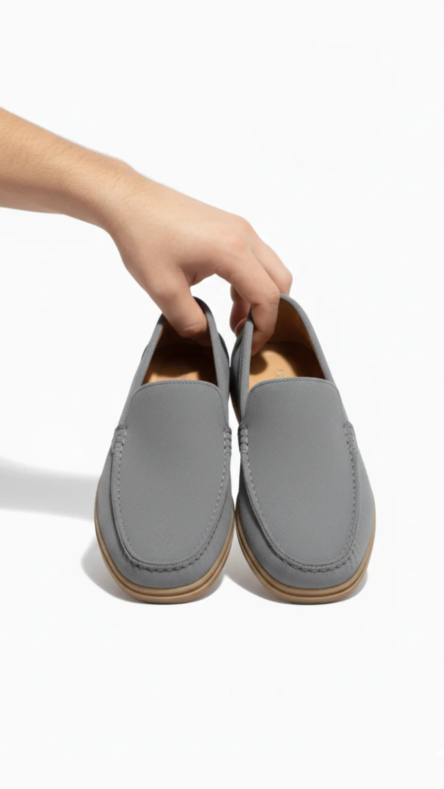 Men’s grey suede leather loafers