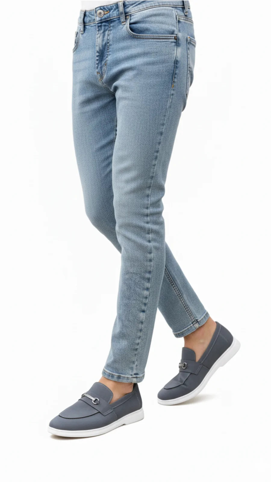 Grey Suede Leather Loafers 