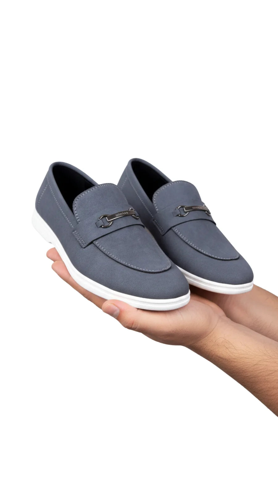 Grey Suede Leather Loafers