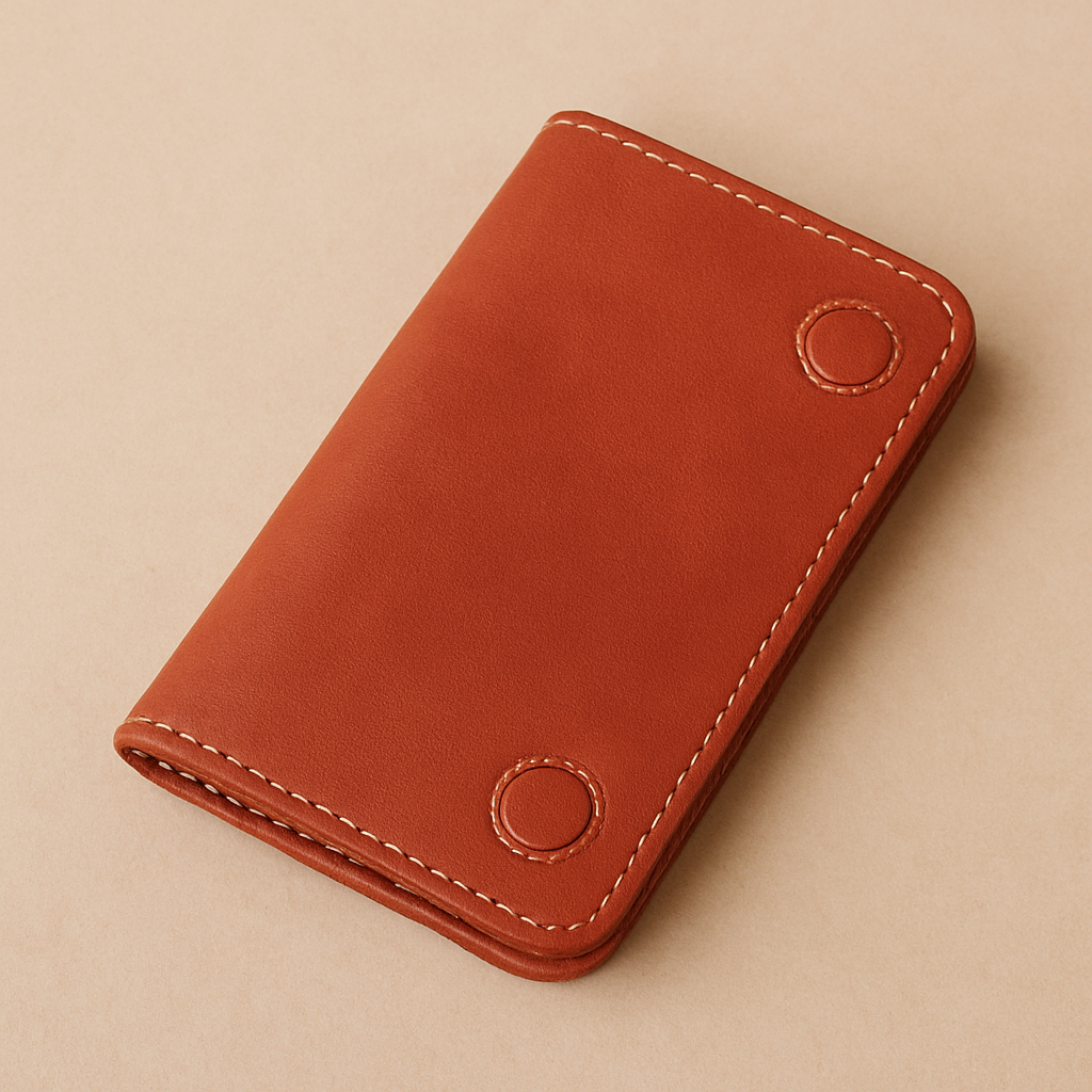 Premium Handcrafted Leather Card Wallet – Rust Red