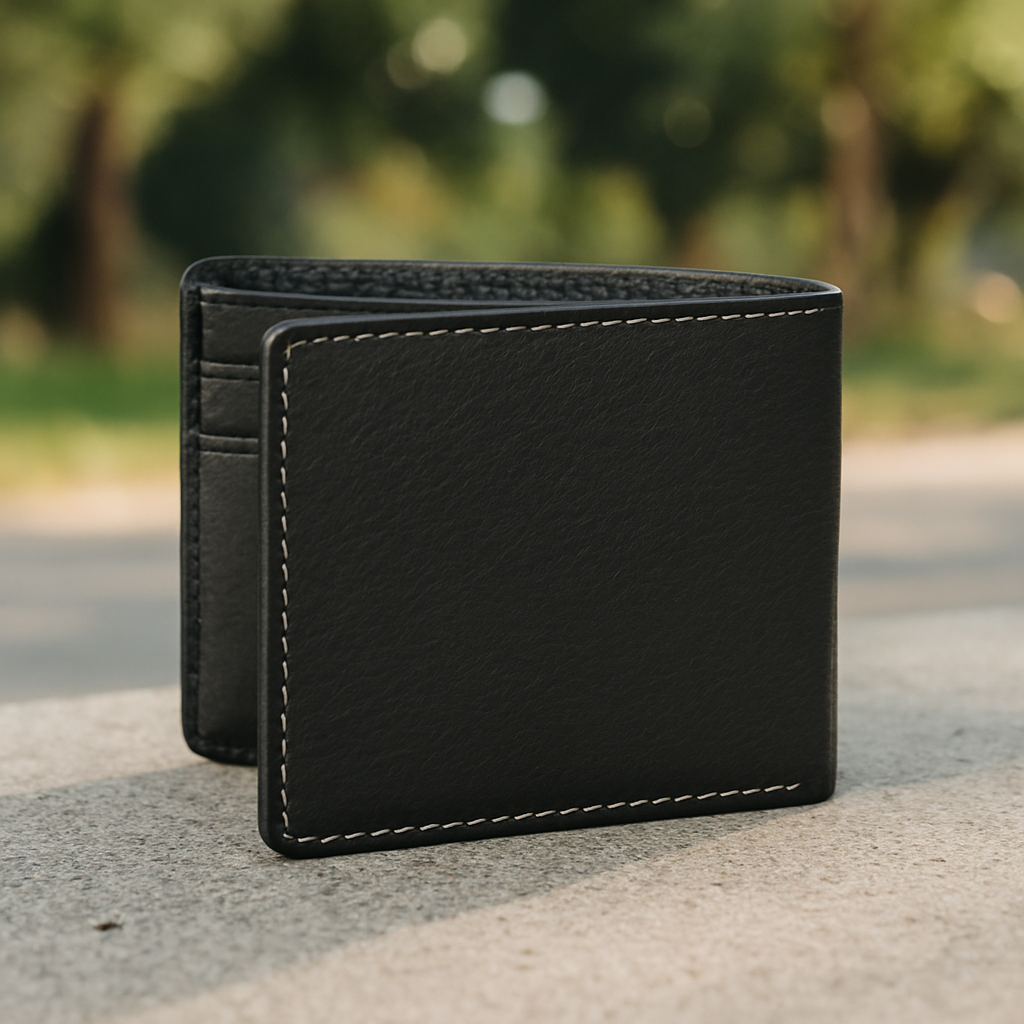 Classic Black Genuine Leather Bi-Fold Wallet