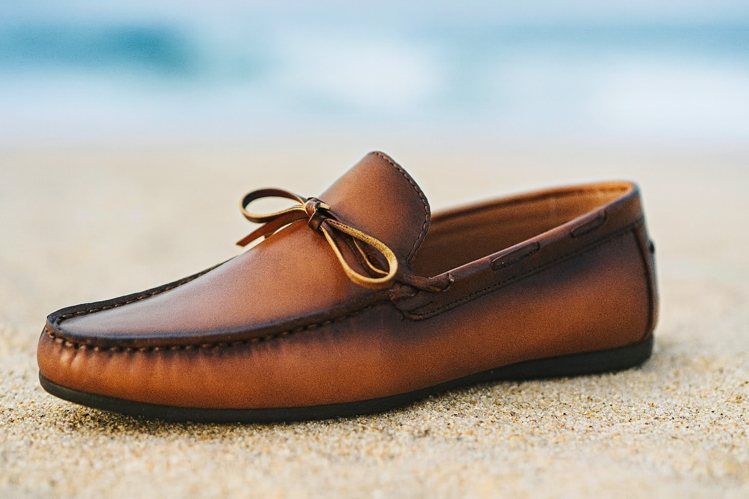 "Elegant Brown Leather Loafers with Bow Detail – Casual Sophistication"