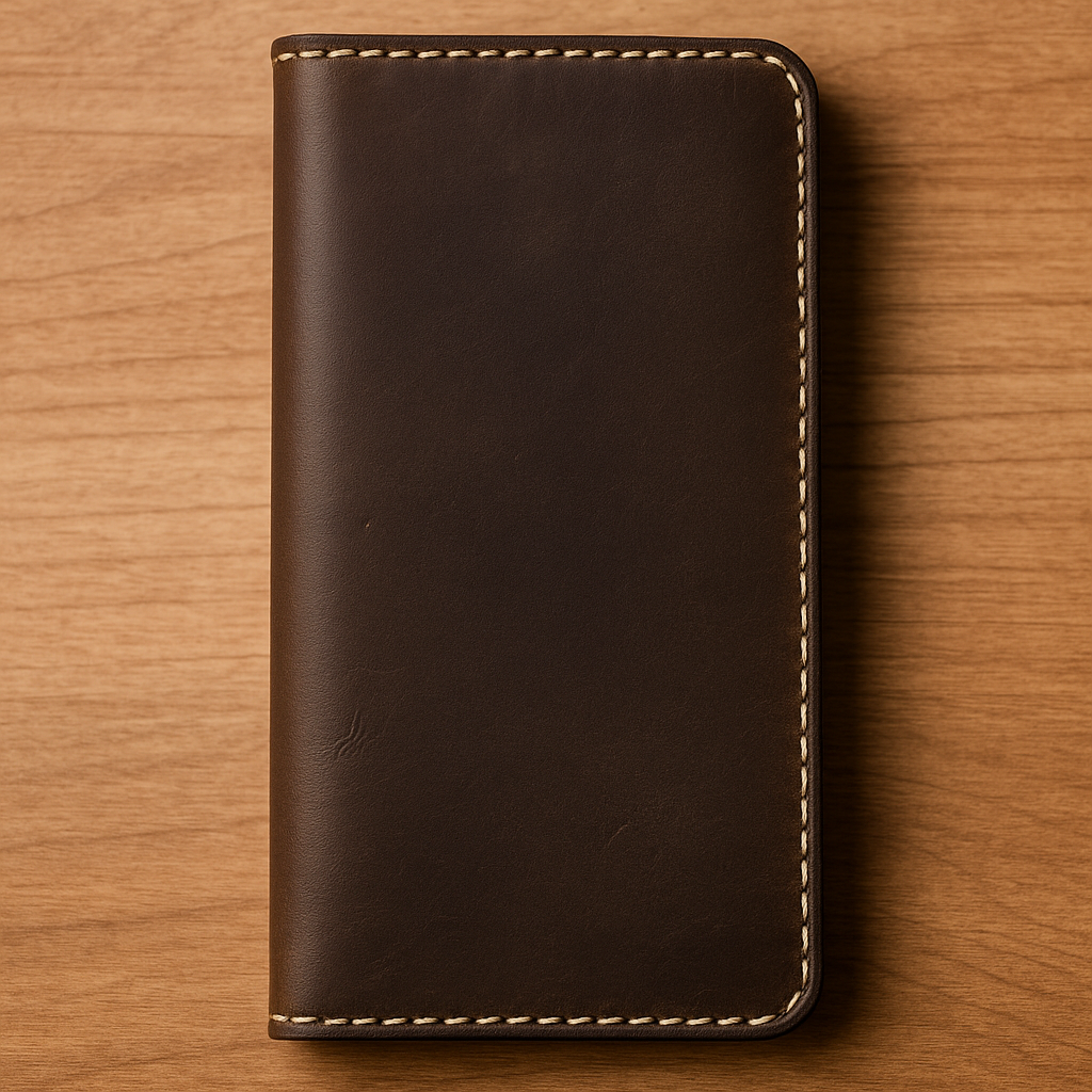 Premium Leather Long Wallet Phone Case – Dark Brown