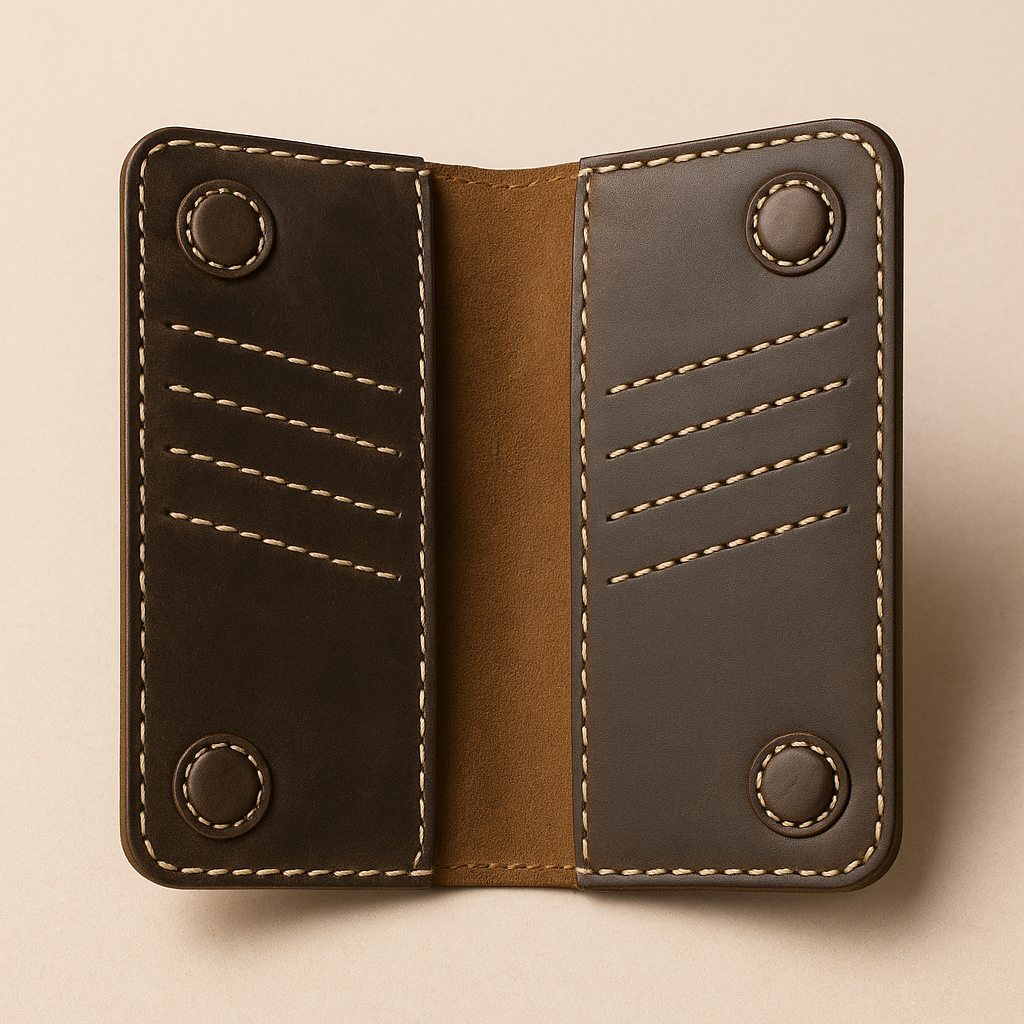 Premium Leather Long Wallet Phone Case – Dark Brown