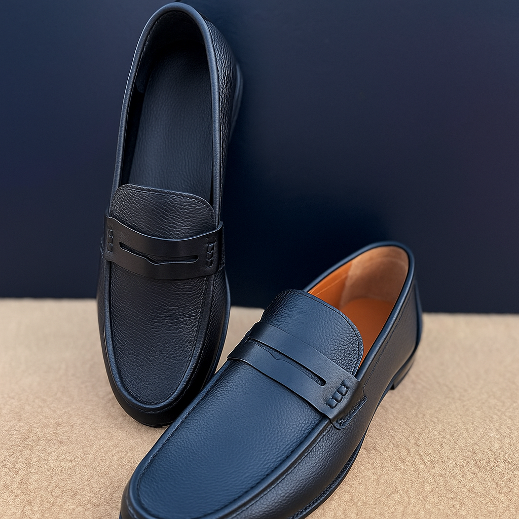 Classic Black Leather Penny Loafers for Men
