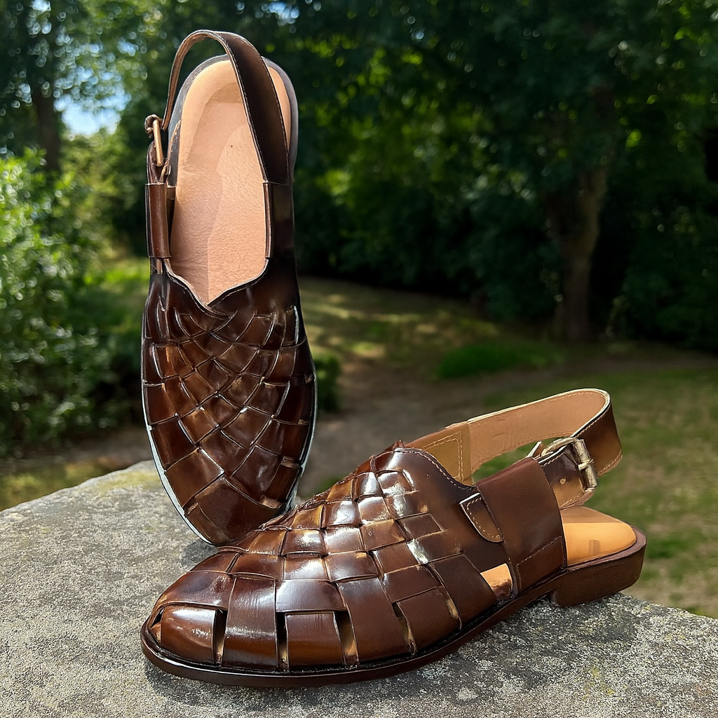 Brown Handcrafted Leather Peshawari Sandals
