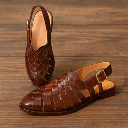 Brown Handcrafted Leather Peshawari Sandals
