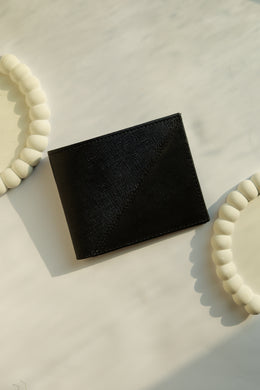 Classic Black Textured Leather Bifold Wallet