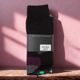 4-Pack Extra Soft Premium Cotton Blend Socks (European Size 44/47 | US/UK Size 10-12)