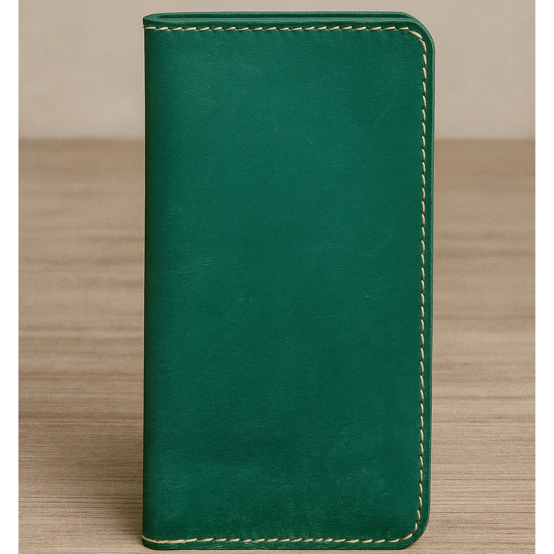 Handcrafted Teal Leather Snap Closure Wallet