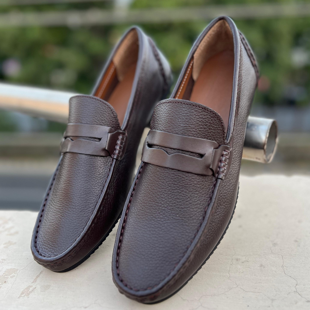Classic Brown Leather Penny Loafers for Men