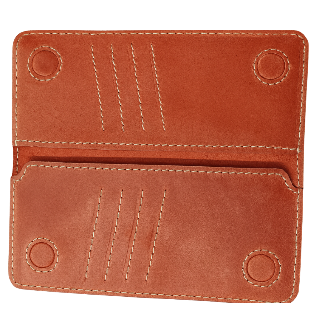 Premium Handcrafted Leather Card Wallet – Rust Red
