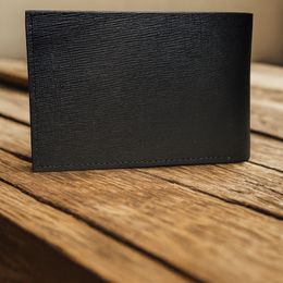 Premium Black Textured Leather Bifold Wallet