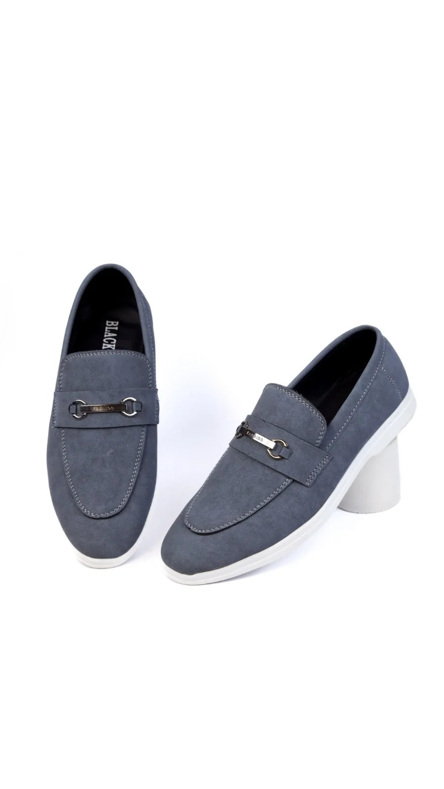 Grey Suede Leather Loafers 