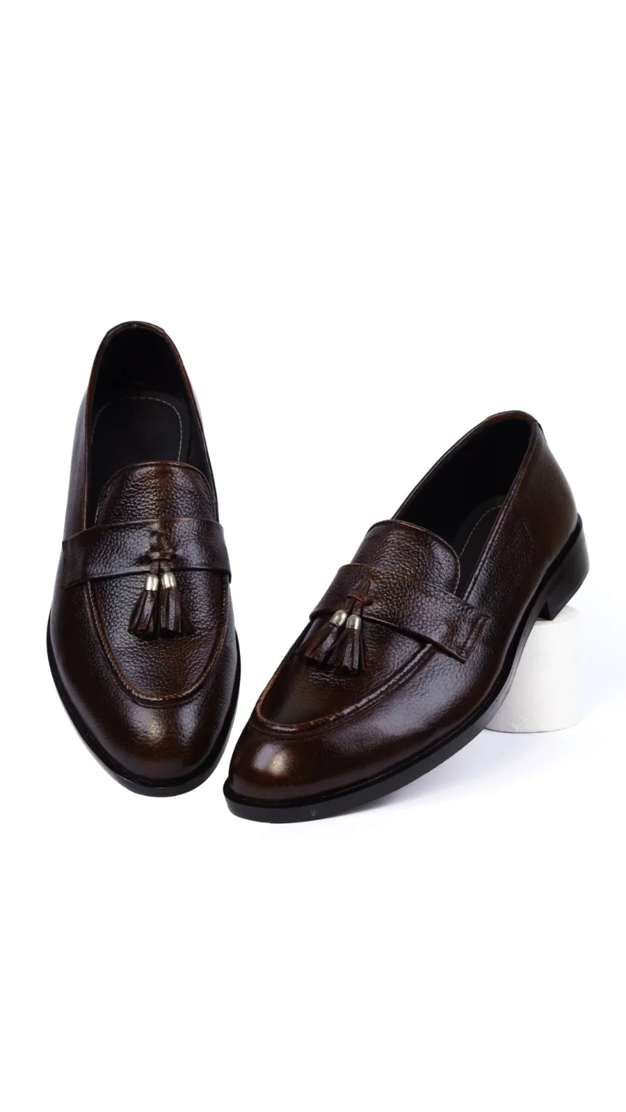 Brown Leather Tassel Loafers