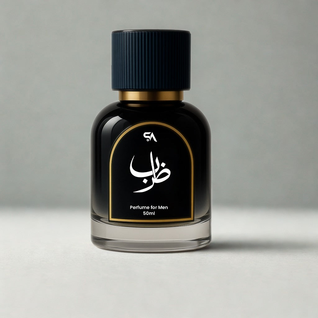 Elegant black glass bottle of Zarb Perfume for Men (50ml).