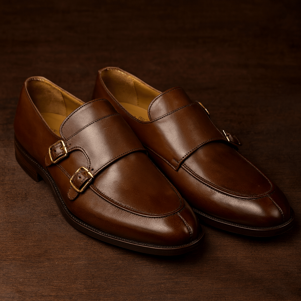 Classic Leather Double Monk Strap Shoes – Chestnut Brown - AlifdukanAlifdukan types here :)