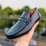 Classic Black Leather Penny Loafers for Men
