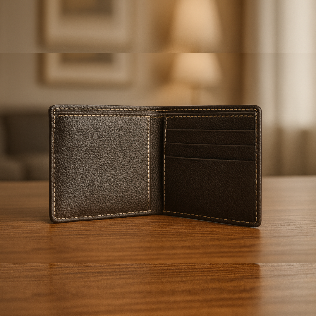 Classic Brown Genuine Leather Bi-Fold Wallet